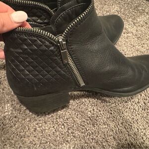 Lucky Brand Black Quilted Ankle Booties with Silver Zipper